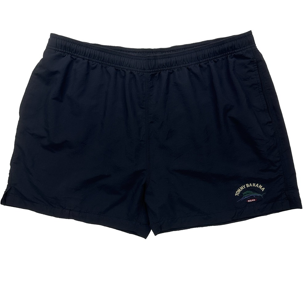 Tommy Bahama Swim Trunks Mens XL Black Relax Nylon Shorts Lined Beach Vintage